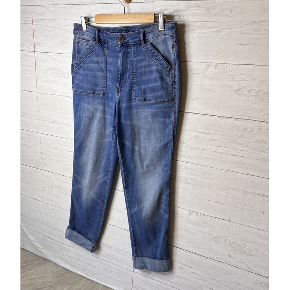 J Jill Jeans Womens Size 10 High Rise Straight Leg Patch Pockets Cuffed Comfort - Picture 4 of 16